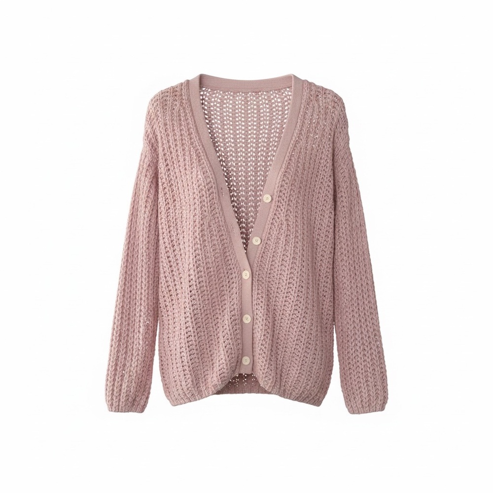 Mauve Pink Cardigan Sweater